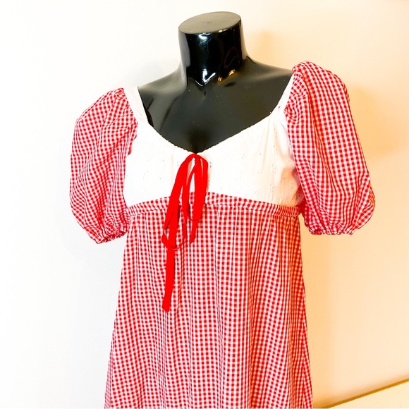 Vintage Dresses & Skirts - VINTAGE 70s Boho Cowgirl Western Red & White Gingham Farmhouse Country Dress